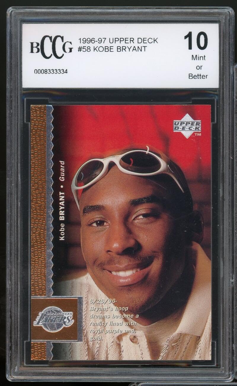 Amazon.com: 1996-97 Upper Deck #58 Kobe Bryant Rookie Card BCCG 10