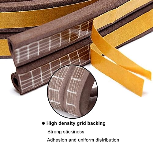 Miniatura 4 de Cinta de sellado de burlete para puertas, marco de ventanas, cinta de sellado de espuma autoadhesiva tipo D, 32.8 pies, aislamiento de goma