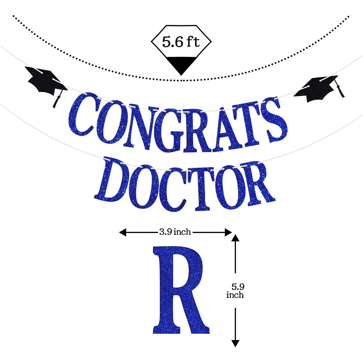 Doctor Prom Sign Congratulations Doctor Future Doctor Banner - Blue Glitter Congrats ...