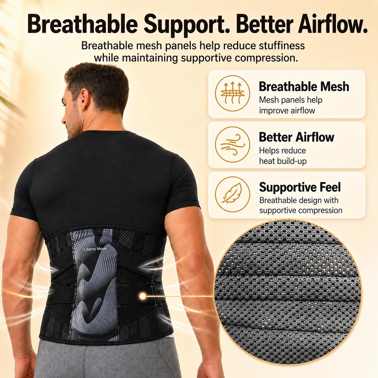 Back Brace for Lower Back Pain Relief, Lumbar Support Belt for Men and Women with Metal Stay & Dual Compression Straps, Breathable Mesh Back Support Brace for Sciatica, Work & Daily Wear