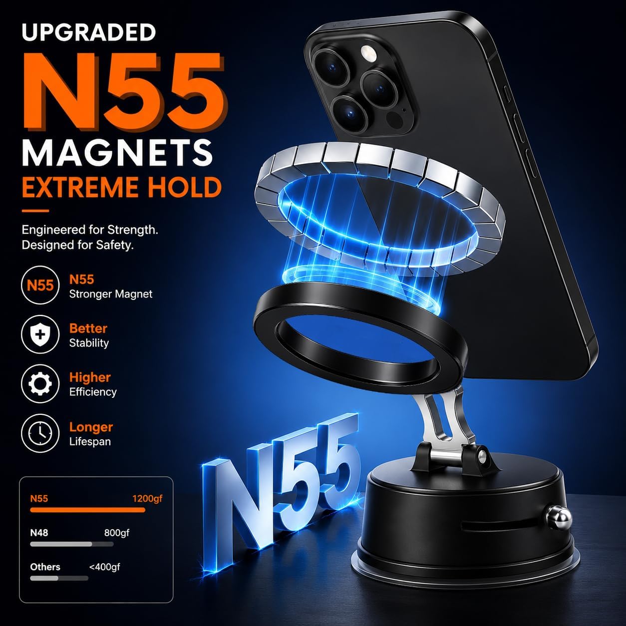 DAGSTUR Magnetic Car Phone Holder for Car, Suction Cup Car Phone Mount for Dashboard & Windshield, 360° Adjustable Cell Phone Holder, Hands-Free Car Accessories for Safe Driving image 3