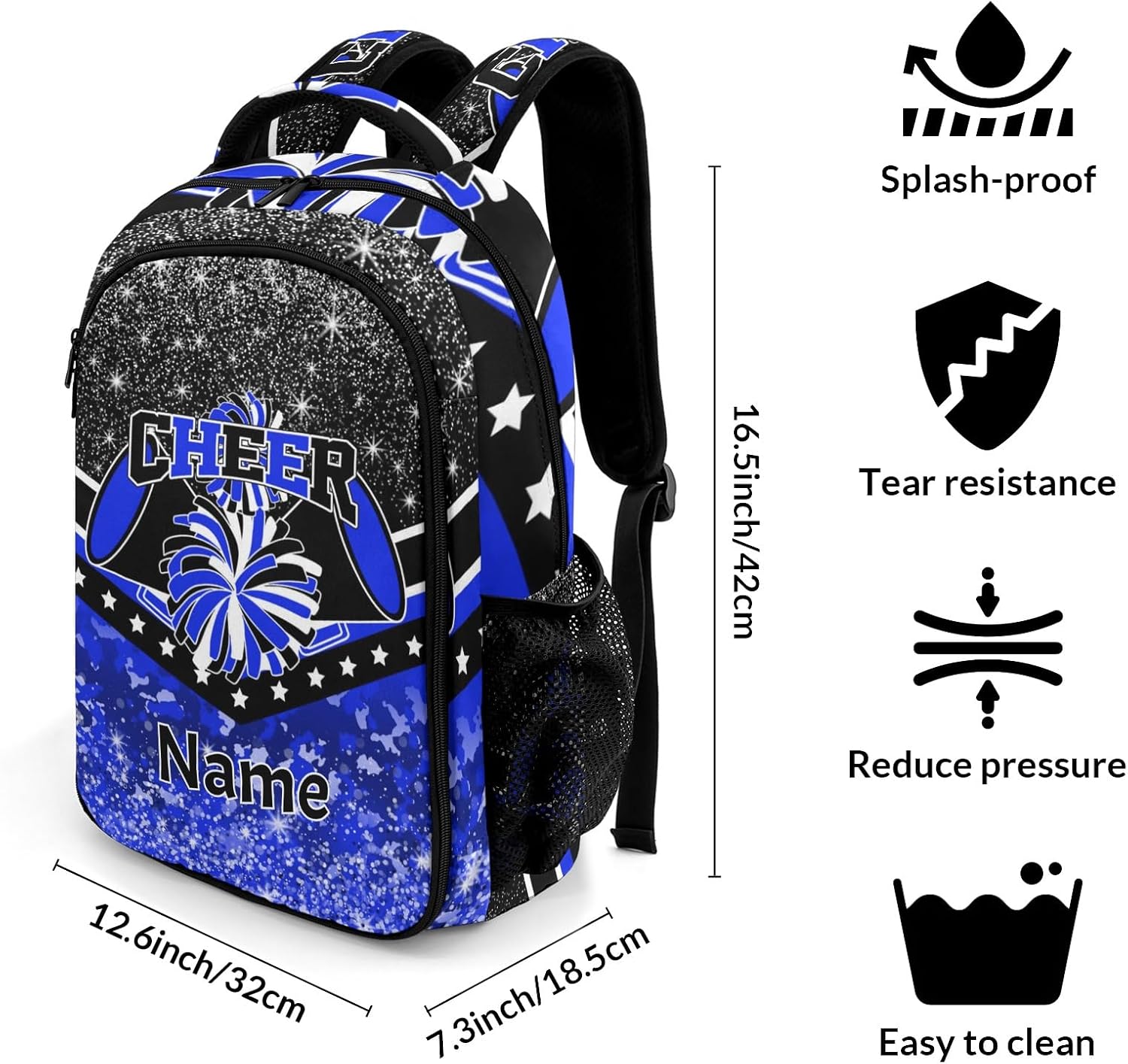 Waterproof Cheer Backpack Personalized Cheerleader Backpack for Sport Training Competition Gift(Blue)