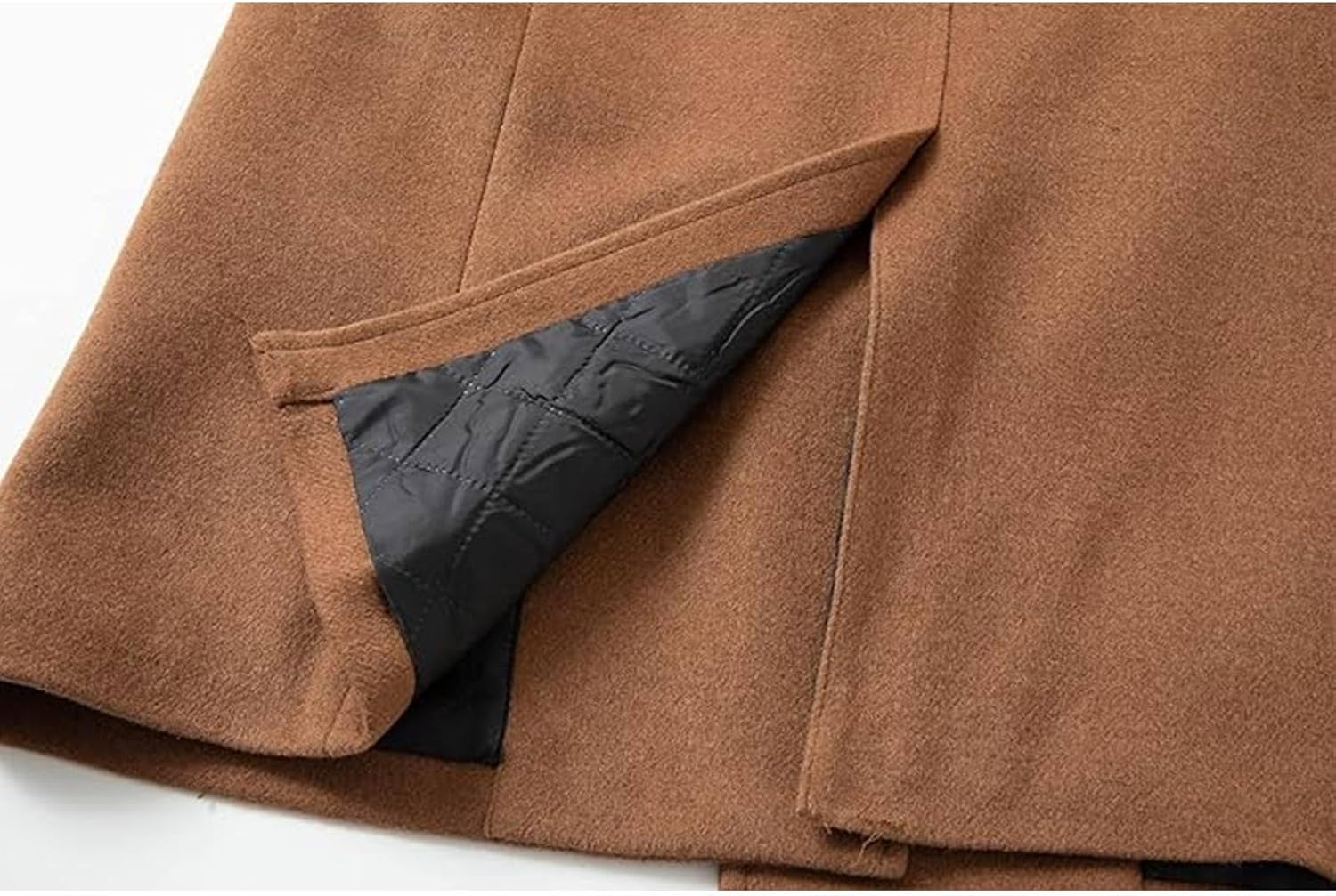 SOMTHRON Men's Woolen Trench Coat Regular Fit Double Breasted Wool Blend Jacket Winter Pea Coat Businesss Overcoat - Image 5