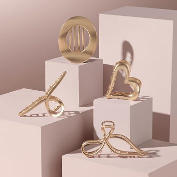 The Hair Edit 金メッキロマンスハート爪クリップ、女性用ミディアムサイズヘアアクセサリー、ハーフアップスタイルまたはミディアムからファインヘアアップに最適、スタイリング&普段着のためのエレガントなゴールドメタルヘアクリップ