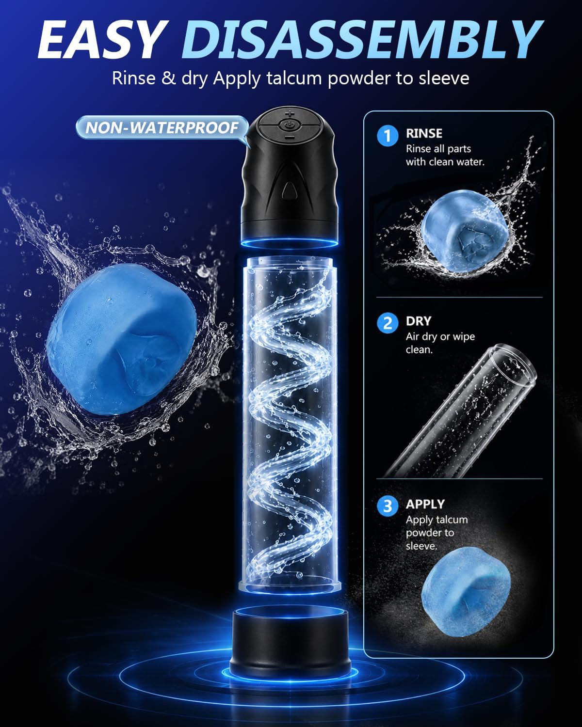 One‑Key Deflation Automatic Penis Pump, 2‑in‑1 Electric Vacuum Pump with Manual Air Release, Safer Erection Support, Male Sex Toys with 6 Cock Rings to Maintain Erection,Sex Toy for Men