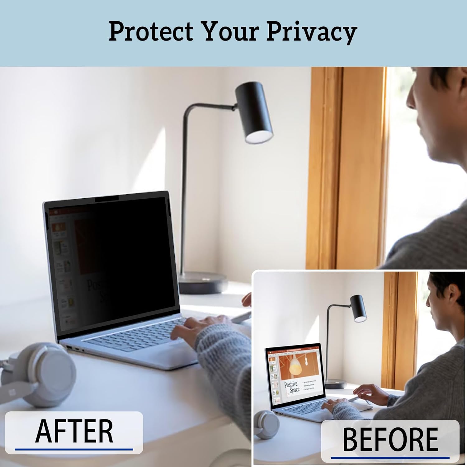 ZOEAGG Privacy Screen for Surface Laptop 15 inch, Removable Surface Laptop 7 Privacy Screen, Reusable/Easy Installation/Anti-Spy/Anti-Glare/Anti Blue Light for Microsoft Surface Computer