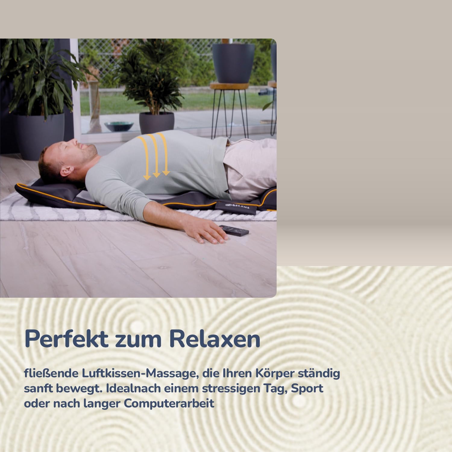 Belena Air Stretch mit Wellnessgel - Das Original aus dem TV - Entspannungsset für Zuhause - Elektronische Stretch & Massagematte mit Wärmefunktion + Kühlendes Wellnessgel