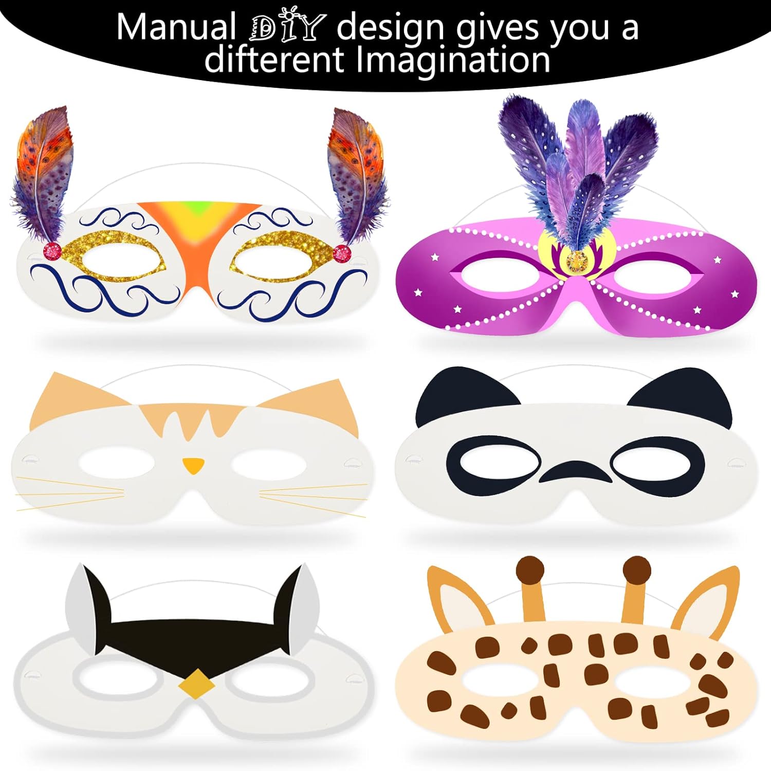 Vinsot 180 Pack Blank White Paper Masquerade Eye Masks Bulk with Elastic Ropes Pre-punched DIY Decorating Masks for Cosplay Carnival & Mardi Gras Parties, Costume Accessory, Photo Booth Props - Image 4