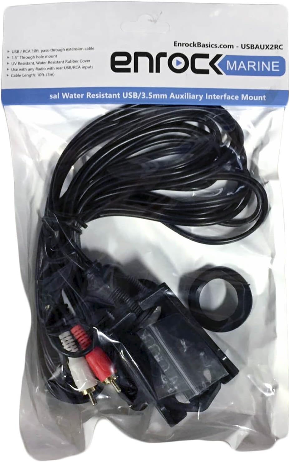 Hоttеѕt Sаlеѕ Gauge Style Marine Boat Digital Media Bluetooth Receiver Bundle Combo with 4 x Infinity Reference 6.5 High-Performance 2-Way Chrome LED Speakers, Enrock USB 3.5MM AUX to RCA Interface Mount Cable