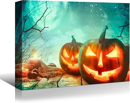 Miniatura 6 de YONICA Lienzo decorativo de pared de bruja de Halloween, pósteres de pintura para decoración del hogar, imágenes en lienzo HD de alta definición,