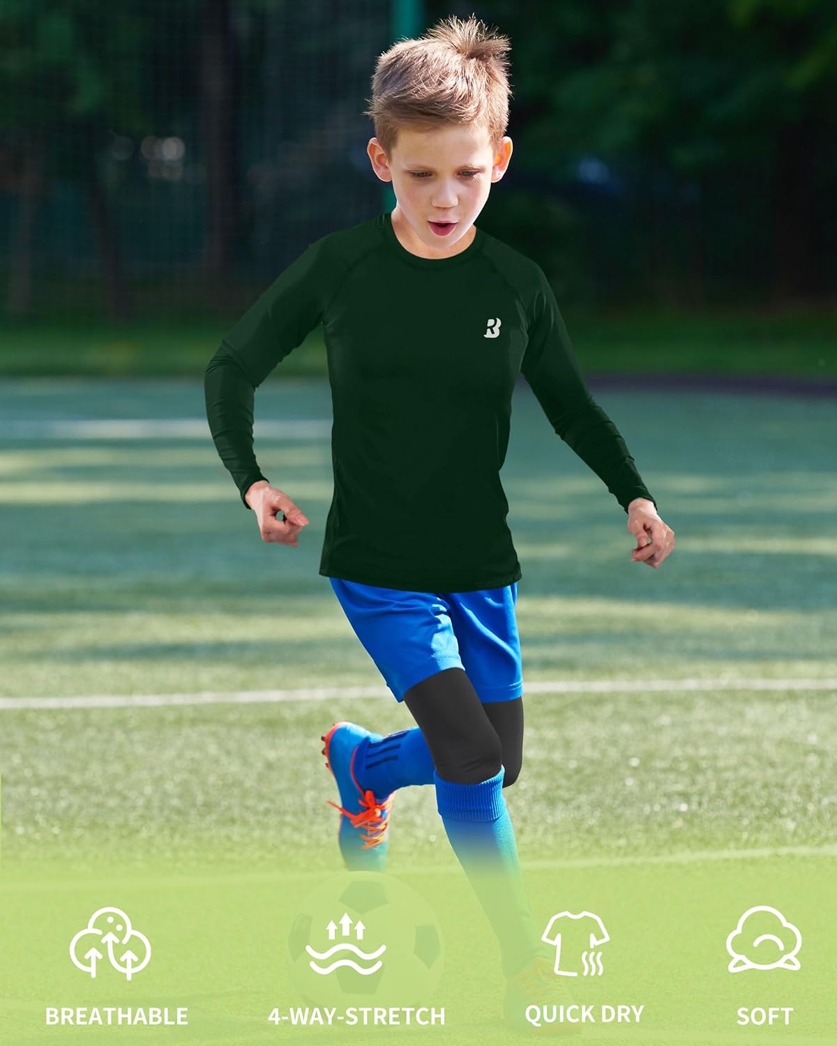 Roadbox Boys Youth Compression Shirts - Long Sleeve Athletic Undershirt Kids Quick Dry Base Layers for Baseball Soccer - Image 4