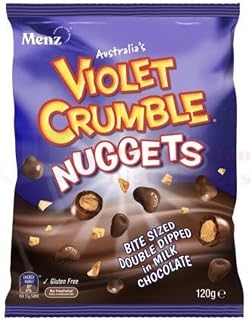 Robern Menz Violet Crumble Nuggets – Double Dipped Honeycomb in Milk Chocolate – 120g Bag – Made in Australia