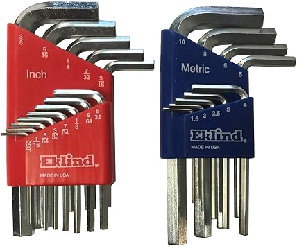 EKLIND 11122 Bright-Hex L-Key allen wrench Combo- Short Inch / MM 2 sets 22pc