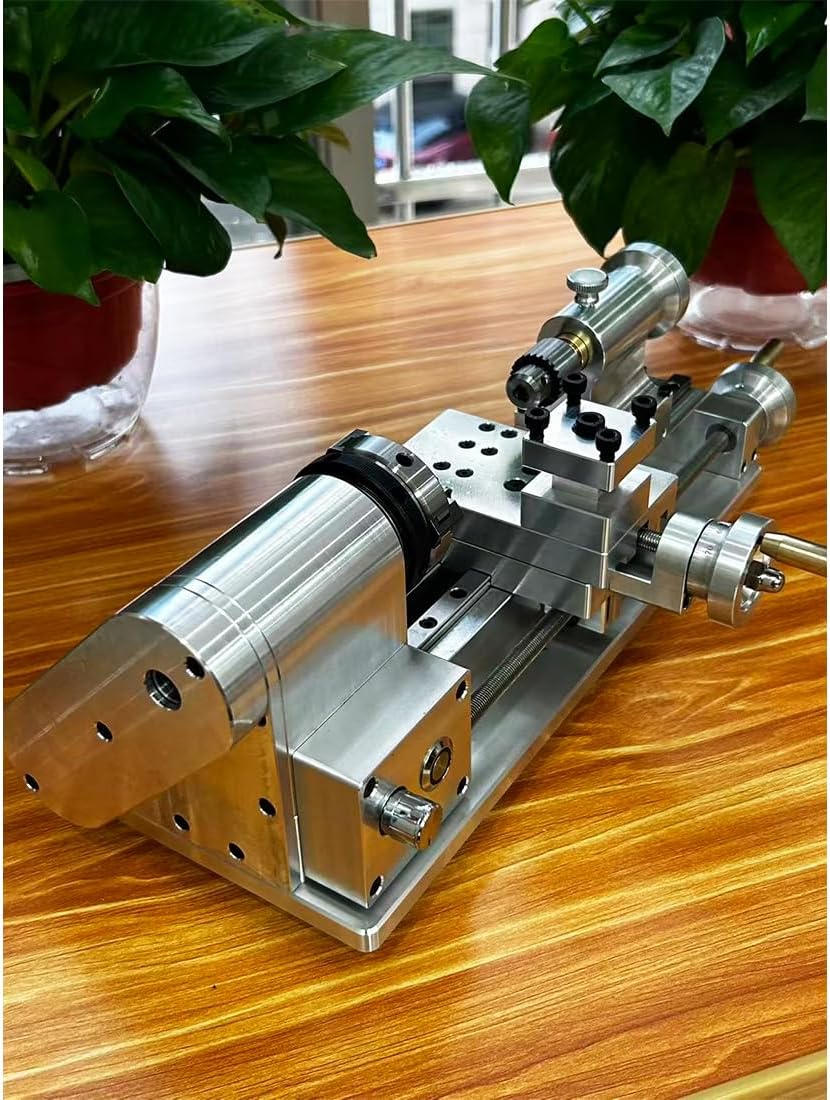 Mini Metal Lathe, Desktop Precision Mini Lathe Machine with 3 Jaw Chuck, Lead Screw & Tailstock, Compact Benchtop Lathes, Metal Working Lathes for Turning Drilling Thread Cutting