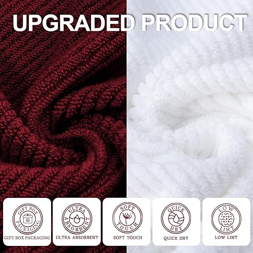 Miniatura 2 de Juego de toallas de baño, 100% algodón, de secado rápido, suaves y gruesas, juego de 6 toallas, 2 toallas de baño grandes de 30 x 56 pulgadas, 2