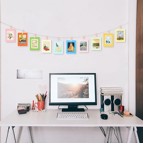 Miniatura 6 de Paquete de 30 marcos de fotos de papel de cartón, para colgar en la pared con clips, marco de fotos de collage para decoración de pared bohemia,