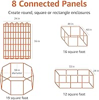 Vista 3 de Yaxa Basics Corralito plegable de metal octogonal para ejercicio de perros - Interior/Exterior, sin puerta, mediano (8 paneles, 24 x 36 pulgadas)