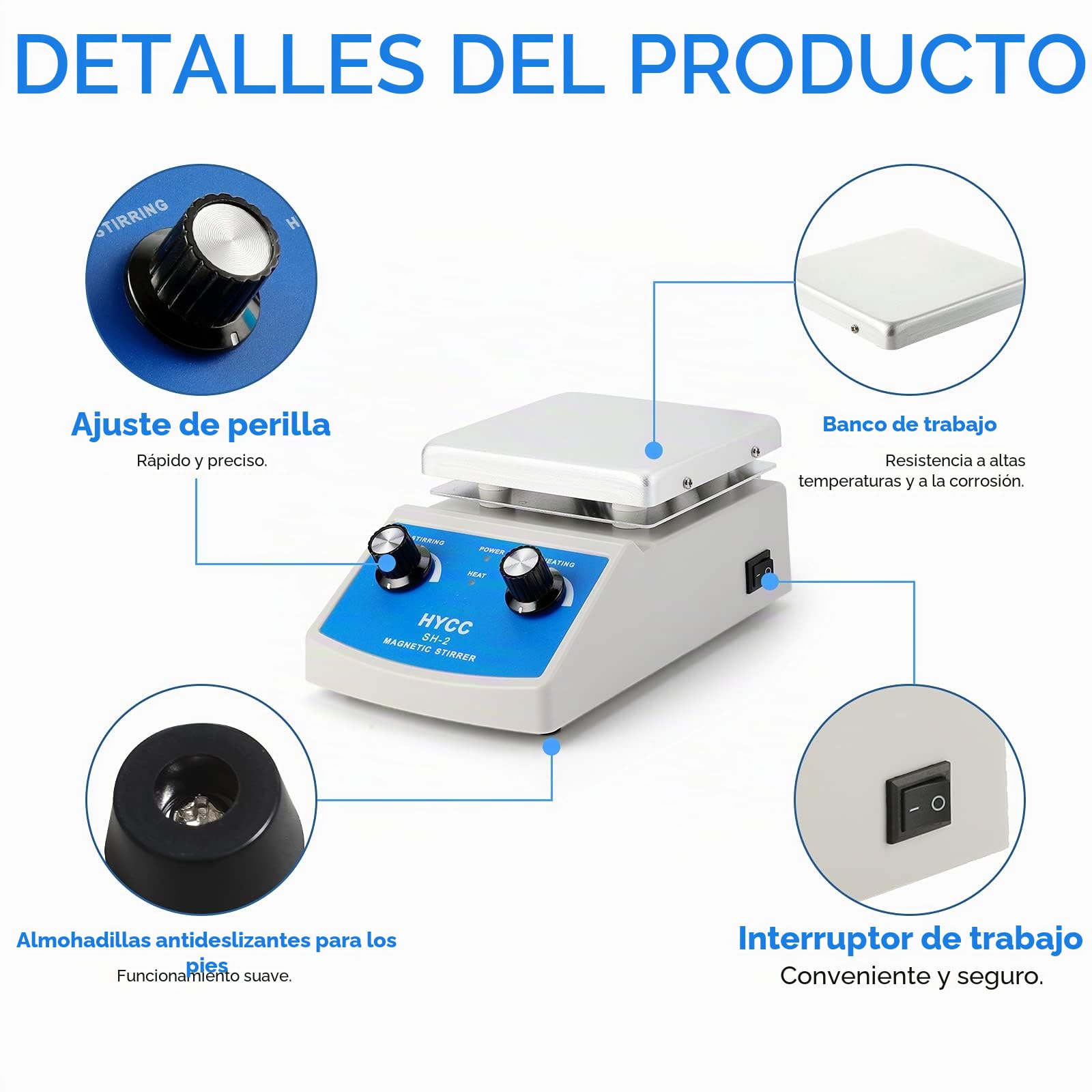 HYCC SH-2 Agitador Magnético con Placa Calefactora