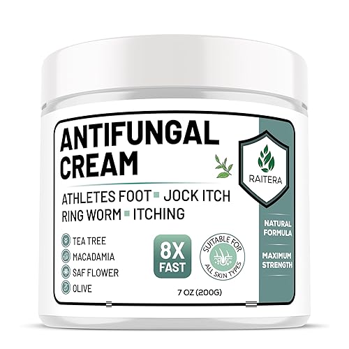 Crema antifúngica natural para la piel, tratamiento de pies de atletas extra fuerte, crema a base de plantas de tiña (7 onzas)