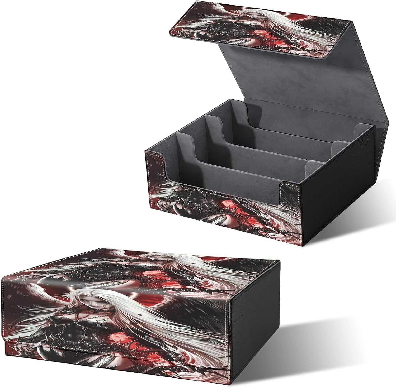 for MTG Deck Box for 1800+ Sleeved Cards, Beautiful Anime Women PU Leather Magnetic Trading Card Storage Case for Commander, TCG CCG Magic Sports Cards, Gift for Collectors