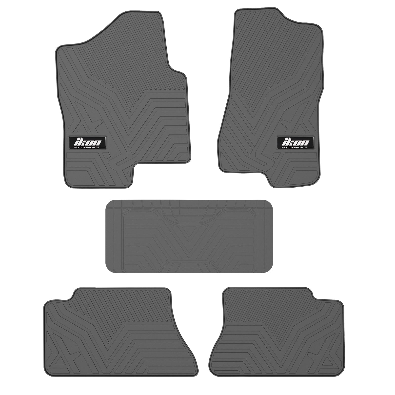 IKON MOTORSPORTS,Custom Fit Floor Mats Compatible with 1999-2006 Chevrolet Silverado 1500 Crew Cab, Gray/Grey Latex Rubber Heavy Duty All Weather