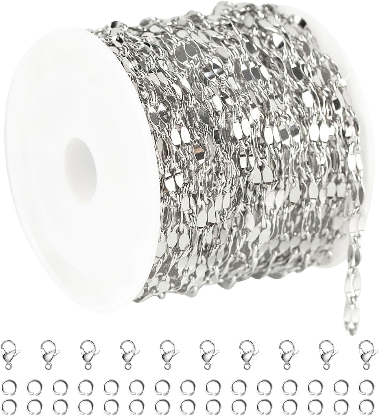 UMAOKANG 5 Meters Stainless Steel Chain for Jewelry Making Lip Cable Link Chain Women Necklace Bracelet DIY Jewelry Supplies Findings