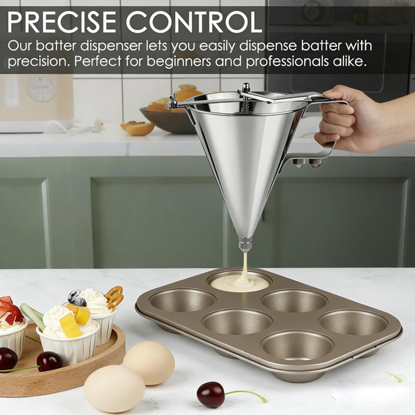 Dispensador de para Panqueques, Embudo para Repostería para Preparar Muffins Y Salsas.