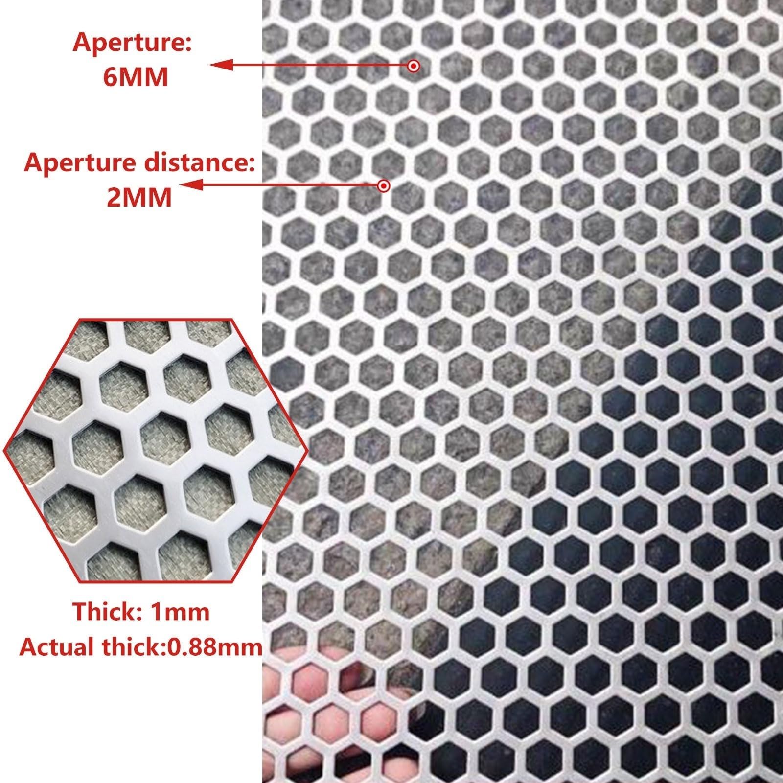 304 Edelstahl-Lochblech, Lochblech Mit Sechseckigen Löchern Kann Auf Maß Zugeschnitten Werden, Siebgewebeplatte SHAARI(10mm Mesh,38x58cm)