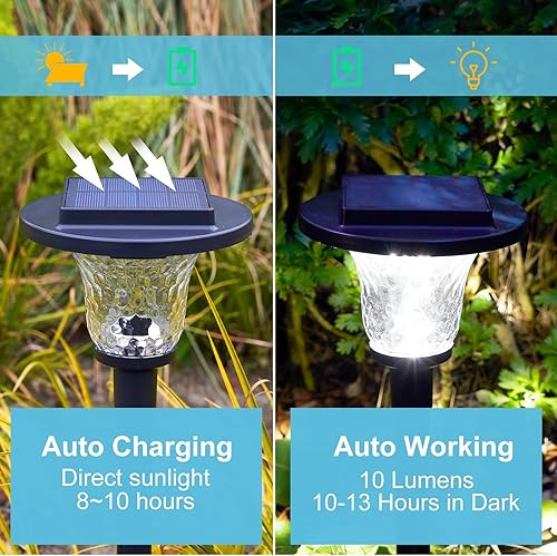 Miniatura 3 de SUNNEST Luces solares para caminos al aire libre paquete de 6 luces LED solares de jardín IP67 impermeables luces de paisaje alimentadas por energía