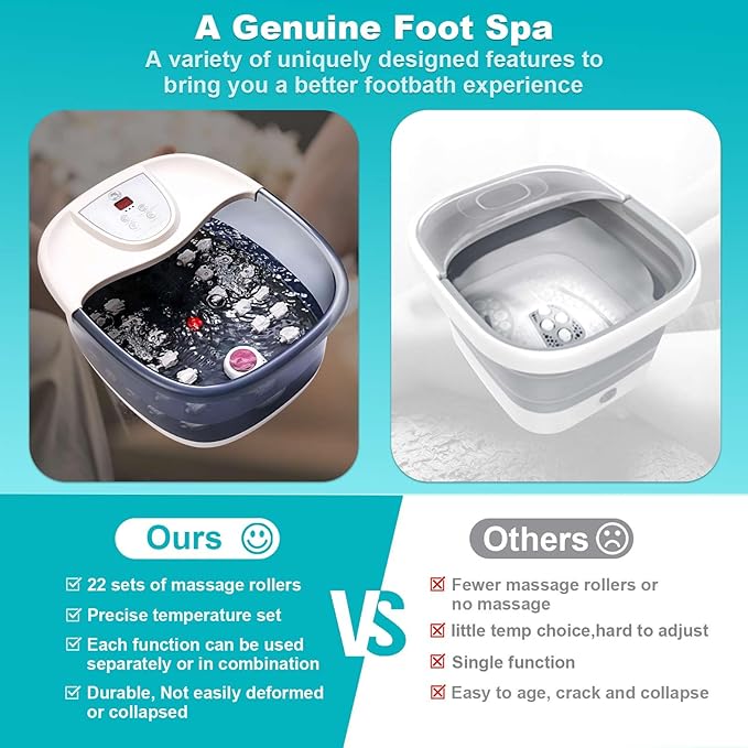 Spa de Pies ECARBME con Calor, Masajeadores y Vibración - Gris miniatura 6