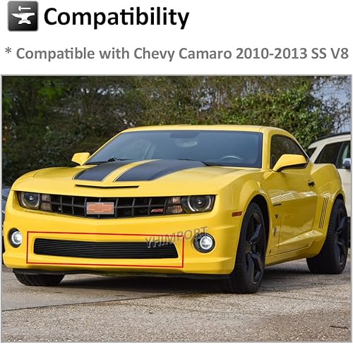Miniatura 2 de Rejilla de parachoques delantera negra para Chevy Camaro SS V8 2010-2013 inserto de aluminio inferior para 2011 2012 SS V8 solo