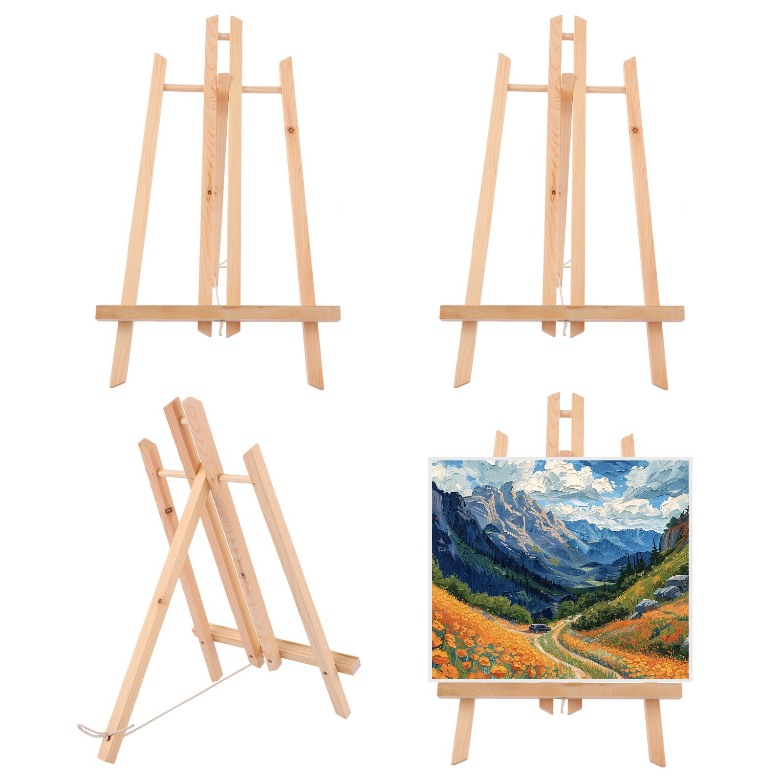 Set 4 Tele Con Cavalletto JMIATRY – Dimensioni 23x30 Cm, Cavalletti In Legno 40 Cm, Per Pittura Acrilica, Olio E Acquerello
