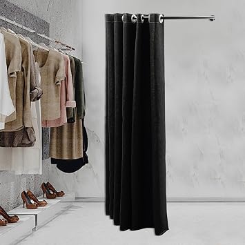 U Shaped Dressing Room Bar, Clothing Store Fitting Room with Shading Curtain & Clothes Rack, 38in Privacy Protection Changing Room for Boutique Mall & Office U-shaped-38in-Black