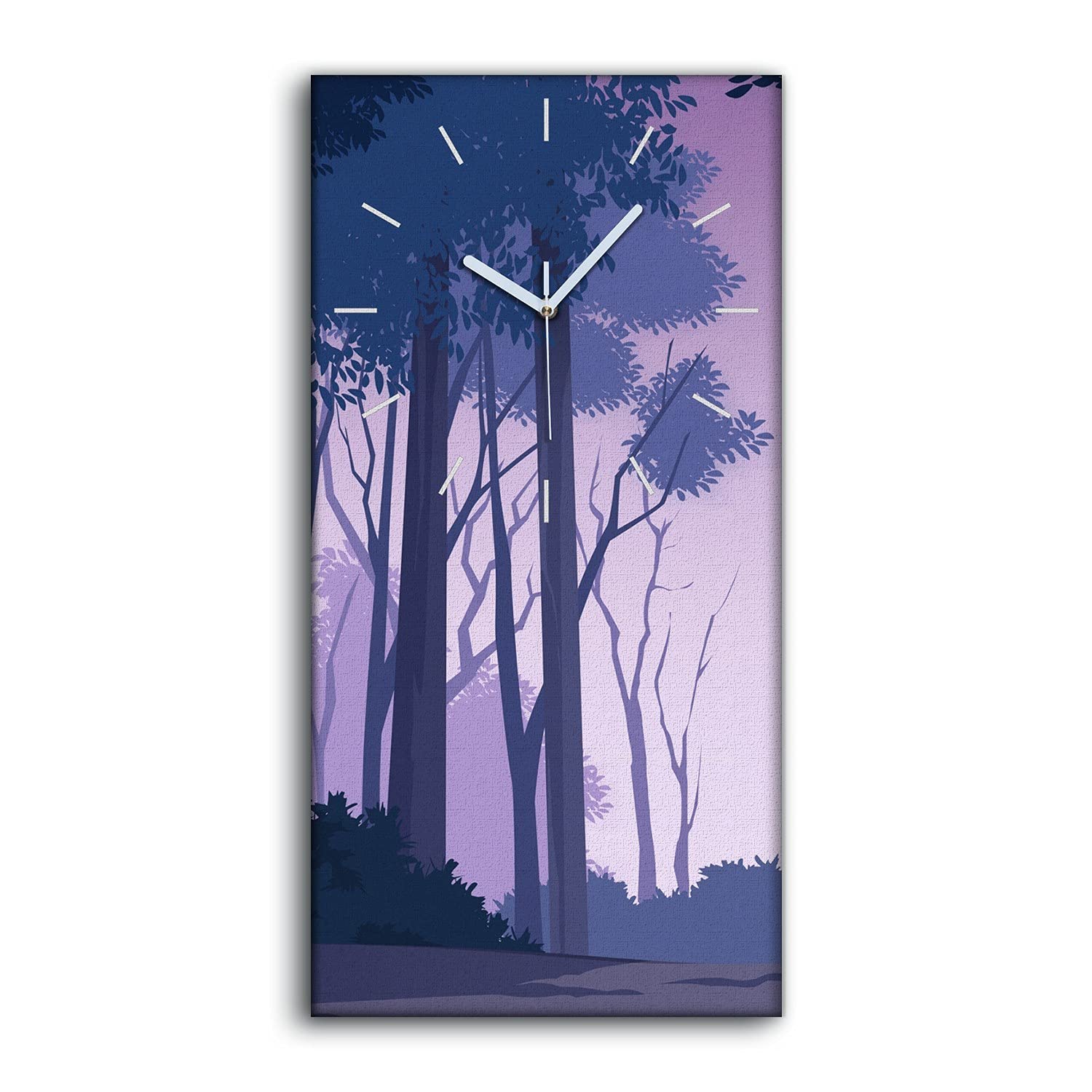 Horloge sur Toile Salon Tableau Mural Moderne 30x60cm Motif Forêt sans Bruit