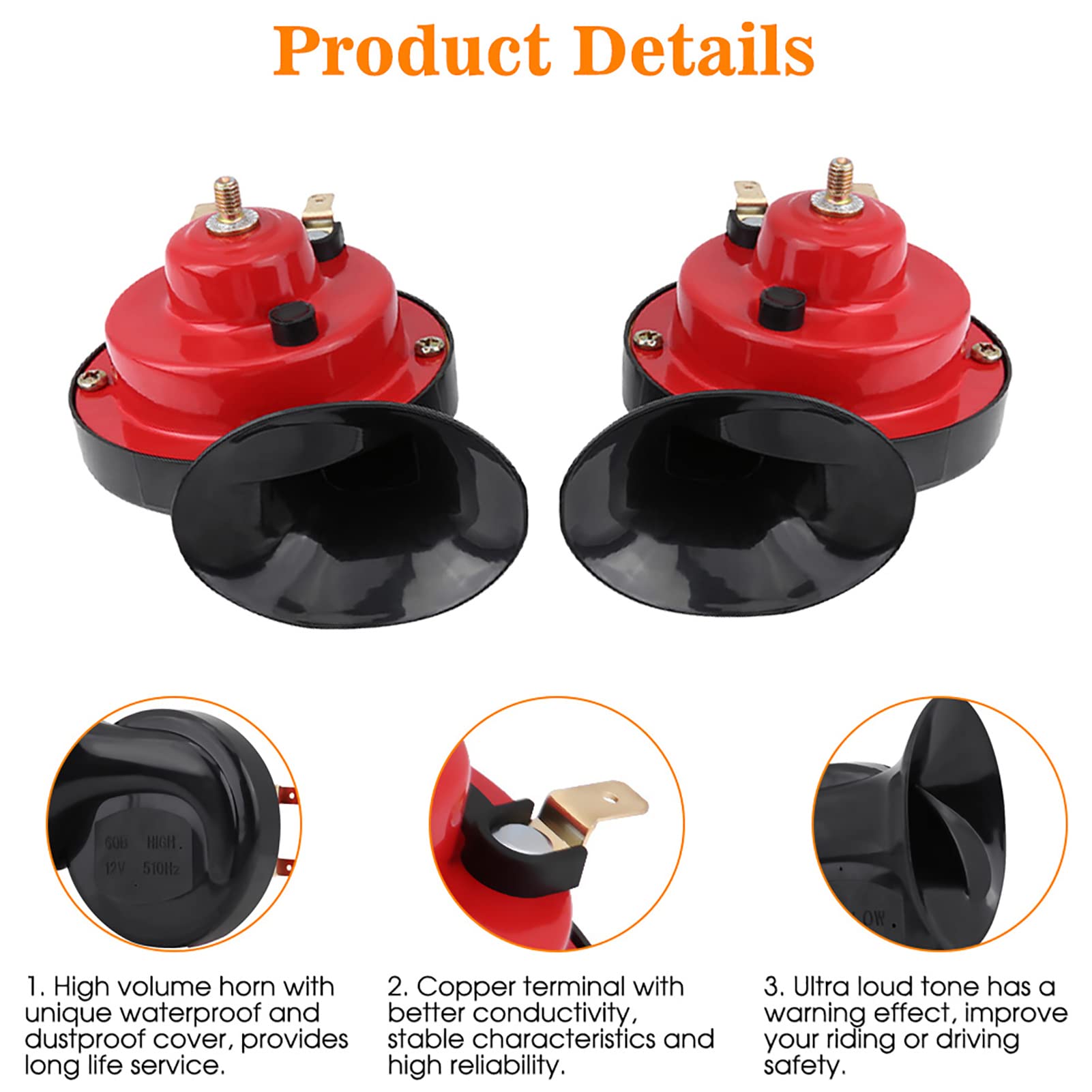 Keenso 12 V 135db Tromba elettrica per Auto Camion Barca Bici