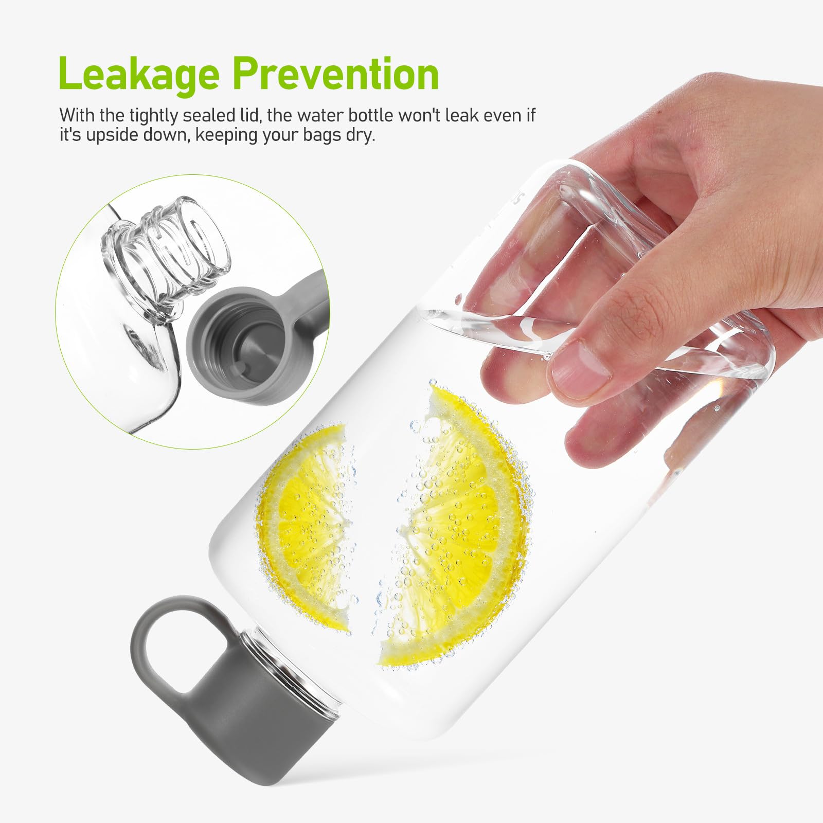 Flache Wasserflasche für Unterwegs 2 Stück Tritan, Leicht und Tragbar | Durchsichtige Reiseflaschen mit Großem Fassungsvermögen, Auslaufsicheres Design, für Outdoor Aktivitäten