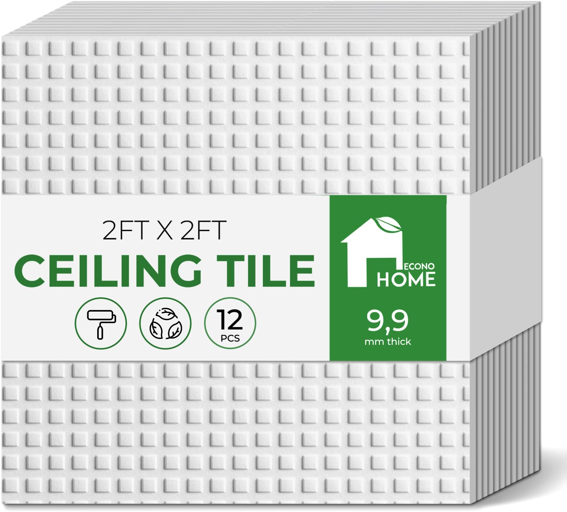 EconoHome Aerolite Calcium Silicate Waterproof Ceiling Tiles - Non-Cementitious, Non-Combustible Cal-Si Panels with Densified Edges - Superior Durability, Thermal Insulation, Sound Absorption, 24x24