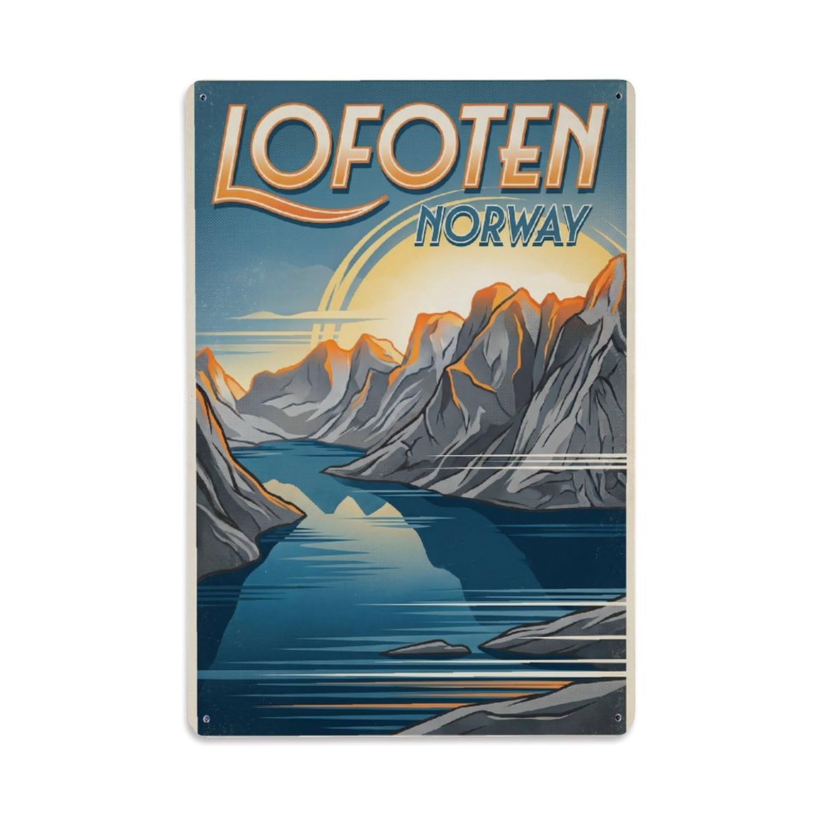 Vintage Norway Lofoten Travel Metal Tin Sign Plaque Wall Decor for Cafe, Club Bar, Office, Garden Metal Poster 8x12Inch