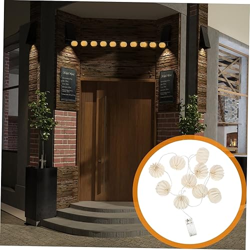 Miniatura 7 de Cuerdas de calabaza de papel, decoraciones de Navidad, decoraciones de otoño para el hogar, mini cadena de luces de papel, linterna de papel, luz de