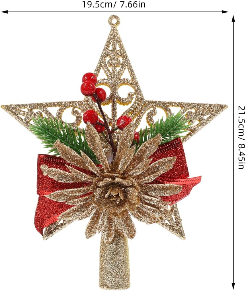 Cabilock Christmas Tree Star Topper 5.7 Inch Ceramic Five Pointed Star Treetop Ornament for Holiday Tree Decoration and Festive Home Display