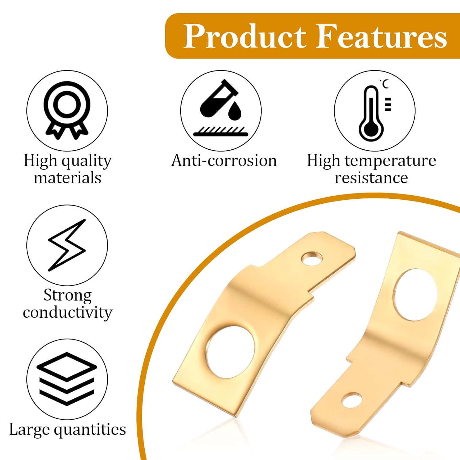 25 Pcs Solderless Quick Disconnect Connectors Spade Adapters Non Insulated Wire Connectors 1/4" Male Tab, 10 Stud Brass Copper Wire Adapters Terminal Connector Ring Crimp Electrical Supply