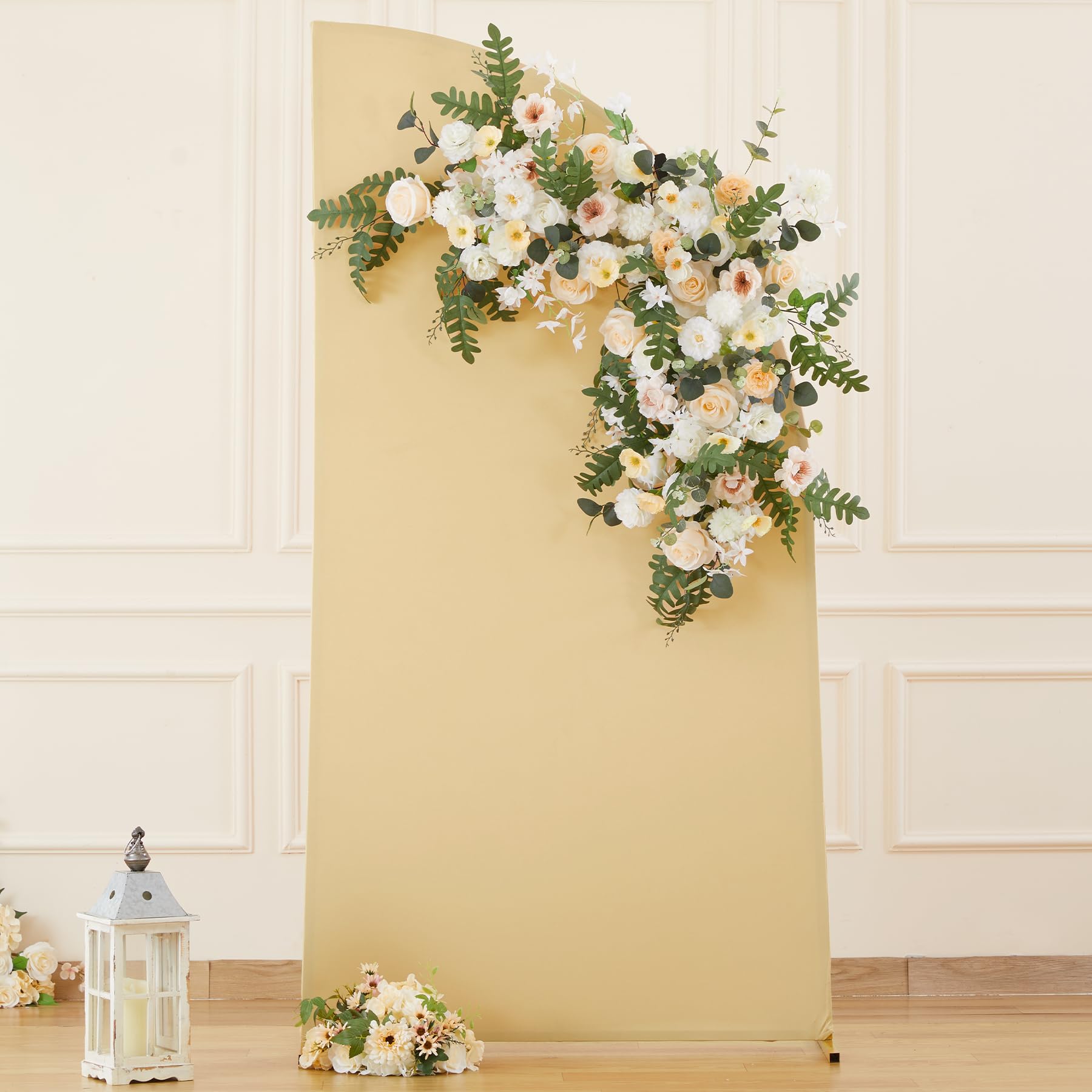 Champagne Half Moon Arch Covers Wedding Arch Backdrop Cover for Weddings Birthday Parties Baby Showers Events – 7ft Champagne Half Arch Fabric Cover Set
