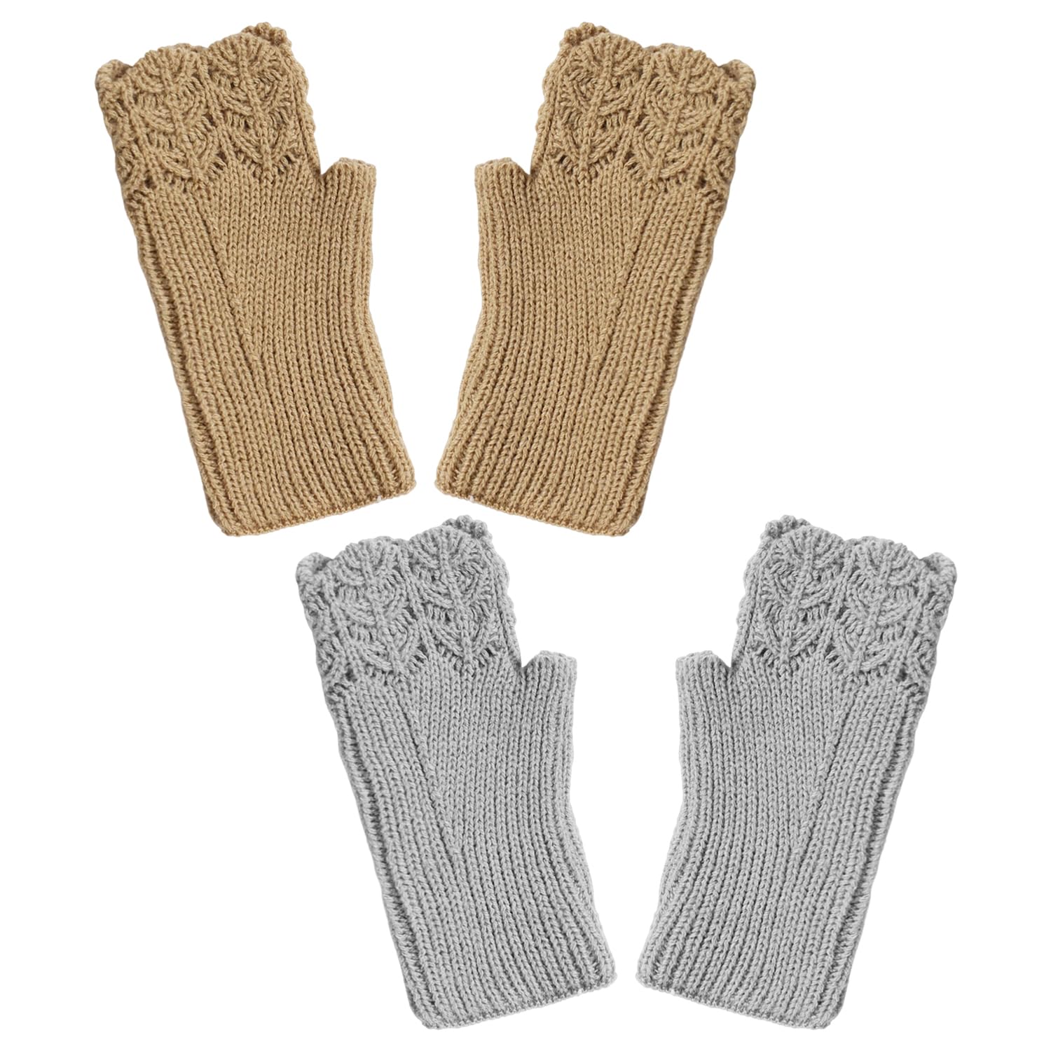 CYNOSURETECH 2 Pairs Of Knitted Gloves, Knitted Thermal Sleeves, Women'S Fingerless Gloves, Winter Warm Half-Finger Gloves, Simple Fashionable Gloves