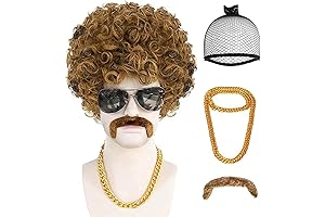 Napoleon Dynamite Wig-Disco Costume Short Brown Wigs for Men