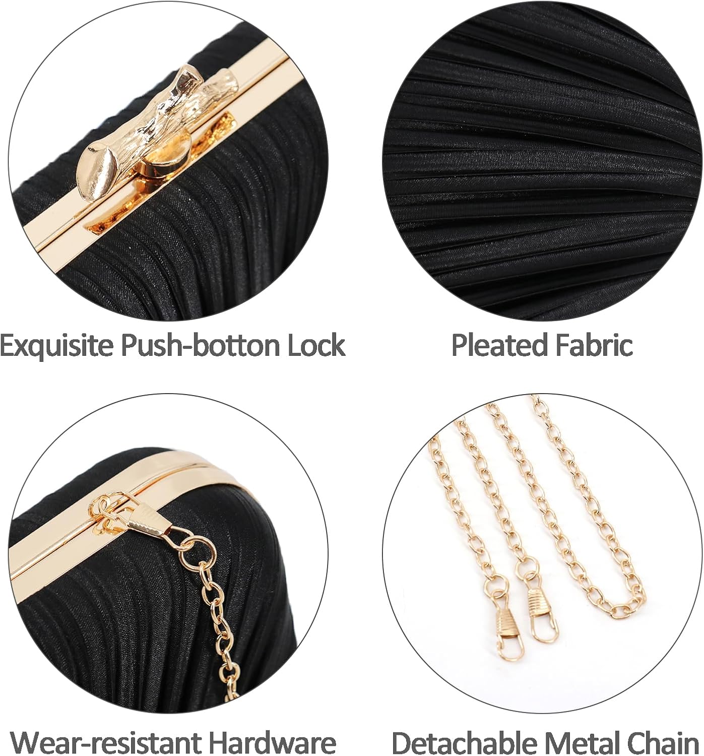 Clutch Purse for Women, Evening Bag with Removable Chain Strap Elegant Handbag for Wedding/Prom/Cocktail/Party - Image 4