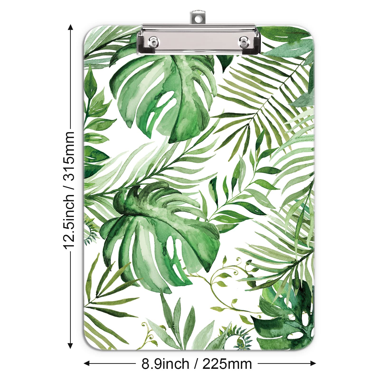 Hongri Klemmbrett aus Kunststoff, Standard-A4-Briefgröße für Studenten, Lehrer, Frau und Kinder, flaches Profil-Clip, dekorative Klemmbretter, Größe 22.9x31.8 cm, tropischer Stil