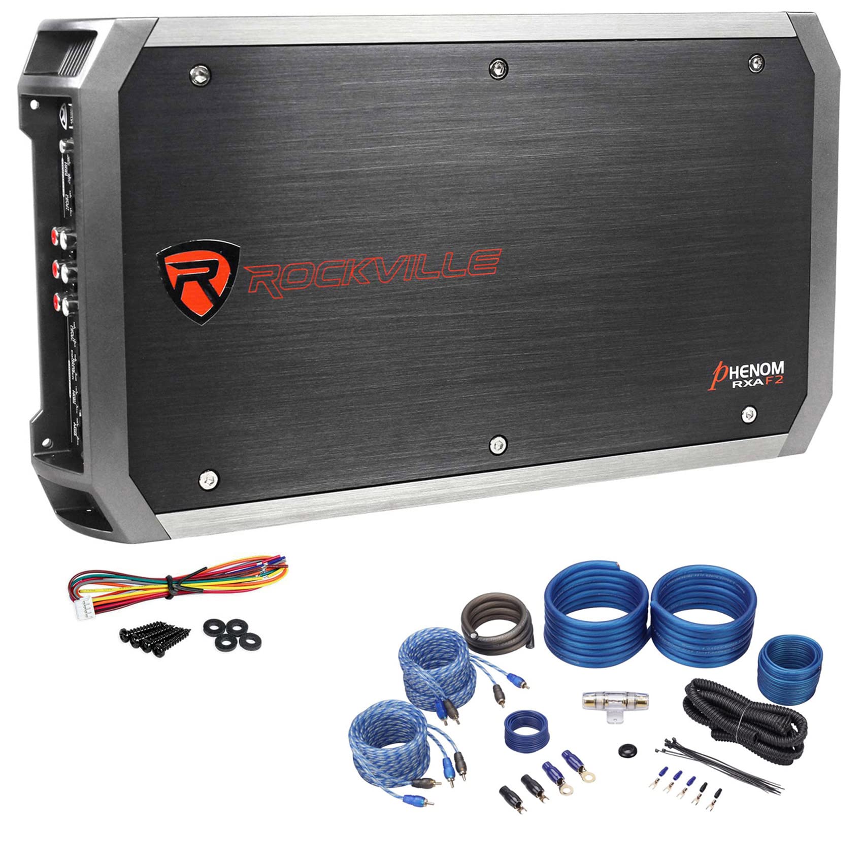 Rockville Bundle: Rockville RWK42 4 Gauge 4 Chan Car Amp Wiring Installation Wire Kit Bundle with Rockville RXA-F2 2400 Watt Peak / 600w RMS 4 Channel Amplifier (2 Items)