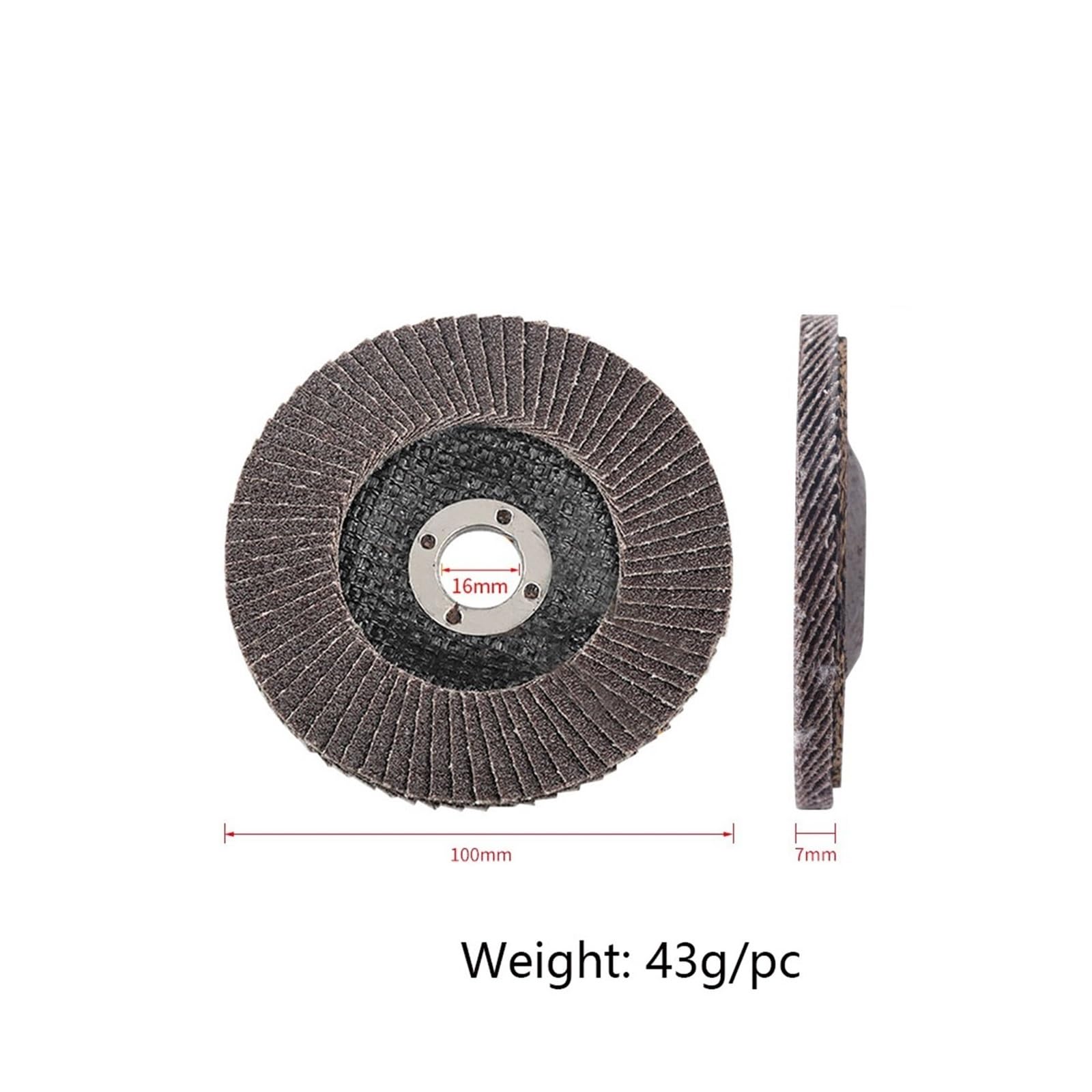 Paquete de 10 discos lija flap 100mm, eje 16mm, grano 60-320 | Ruedas abrasivas para amoladoras angulares de 100mm, aptas para acero, madera y plástico