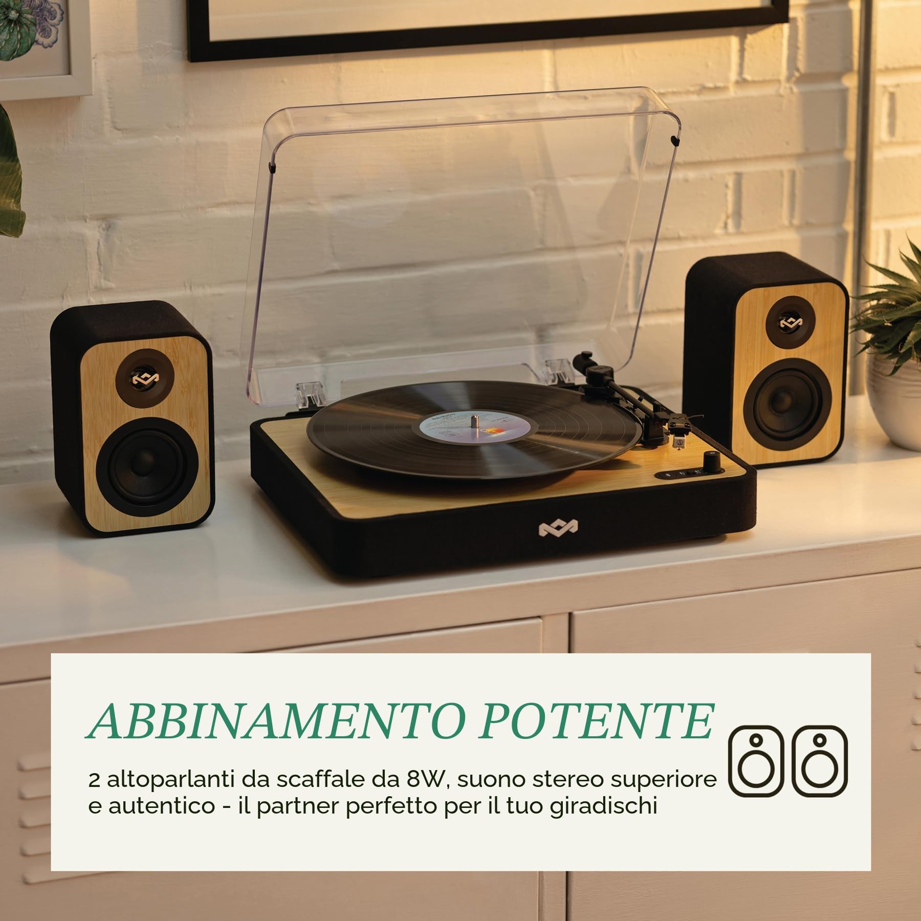 Marley Casse da Libreria House of Uplift - Casse Bluetooth con Ingresso AUX & Cavo RCA, Compatibili con Smartphone, Giradischi - Altoparlanti Attivi HiFi, Design Sostenibile