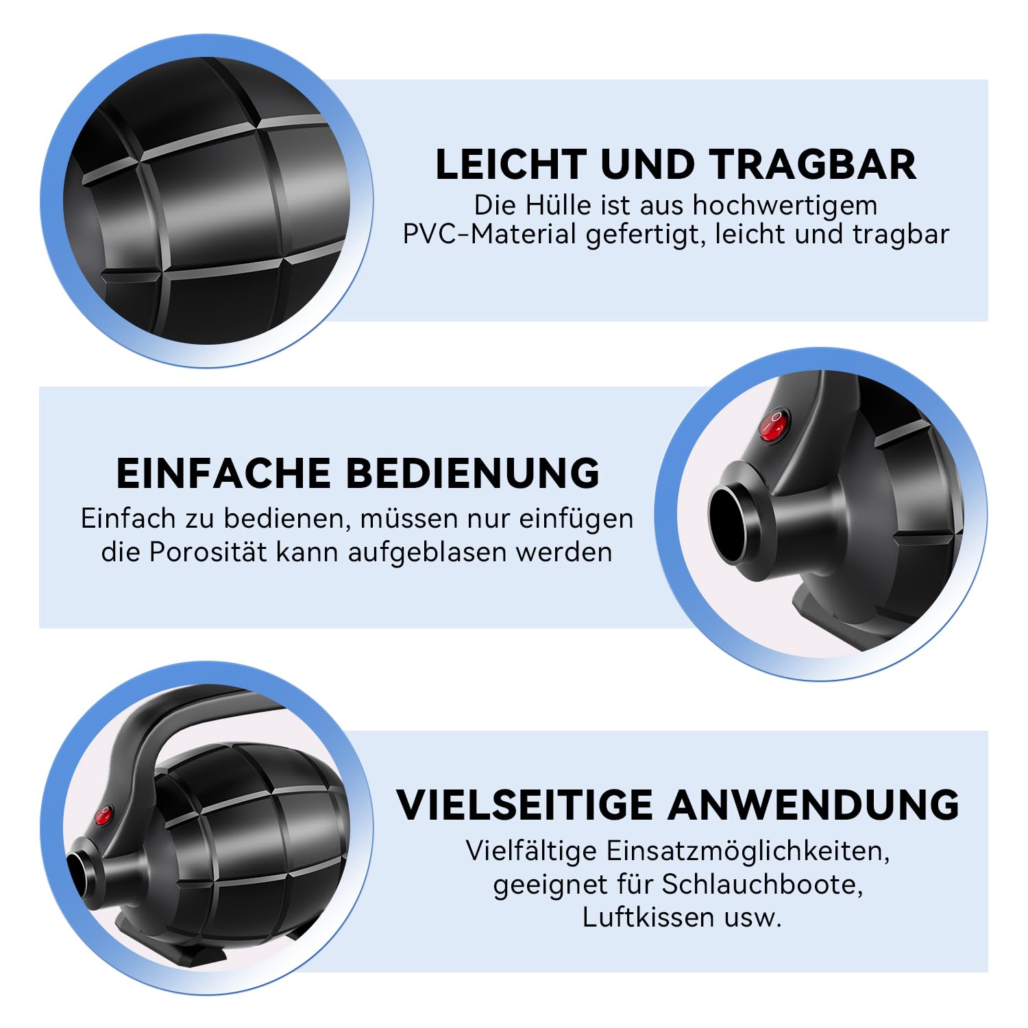 DOBESTS Elektrische Luftpumpe, Elektrische Pumpe mit 4 Düsen für Aufblasbare Air Track Matte, Luftmatratze, Schwimmringe, Flöße, Wasserbetten, Boote, Kinderbecken, SUP Board, Yoga-Bälle usw